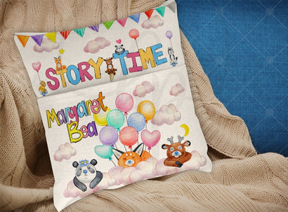 Linen Pocket Pillow|Story Time | Child Throw Pillow | Story Book Holder | Pocket Pillow | Bedtime Story | Child Birthday Gift