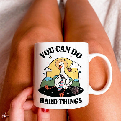 Cute Goose Cottagecore Coffee Mug, Positive Quote, Retro Teacher Cup, Hippie Office Gift Idea, Cottagecore Kitty Mug, Cute Novelty Gift