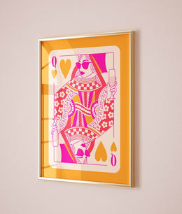 Queen of hearts playing card funky wall poster