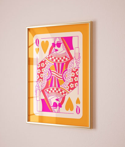 Queen of hearts playing card funky wall poster