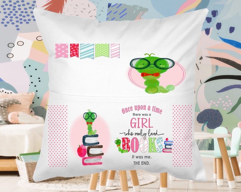 Pocket Pillow for Girl Gift, Bookworm, Book Lover