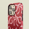 Pink Bows on Red Tough Phone Case | iPhone 15 14 13 12 11 Pro Max Case, iPhone 15 14 Plus Case, iPhone 13 12 Mini Case, iPhone Cases