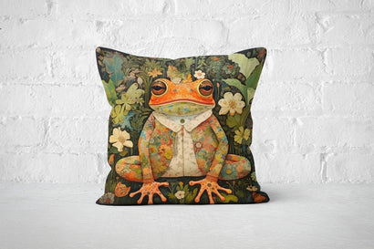 Floral Frog Pillow Inspired William Morris, Vintage Art Nouveau, Housewarming Gift