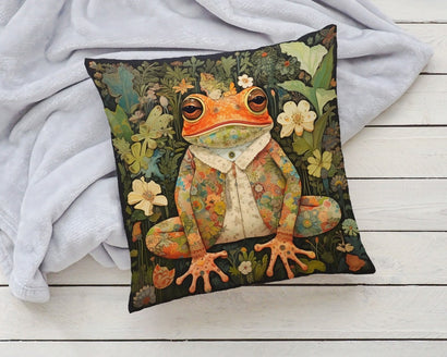 Floral Frog Pillow Inspired William Morris, Vintage Art Nouveau, Housewarming Gift