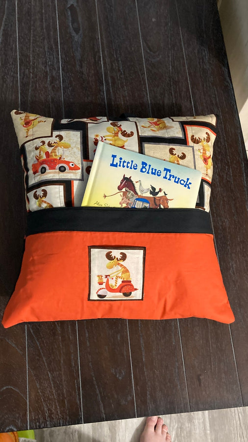 Reading Pillow Gift to Sew, Easy Book Pillow, Sew a Whimsical Moose Reading Pocket Pillow