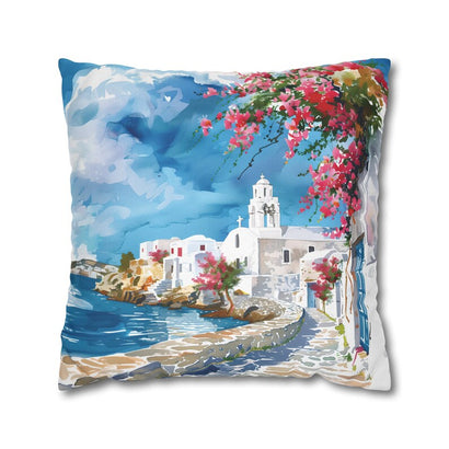 Greek Cyclades Islands Pillow Cover | Charming Streets Cushion Case | Scenic Throw Pillow