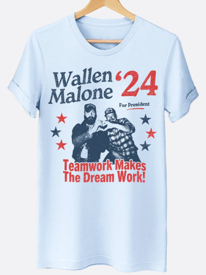 Wallen Malone 2024 For President, Funny '24 Election Graphic Tee, Vintage Inspired Humor Concert Music T-Shirt, Had Some Help