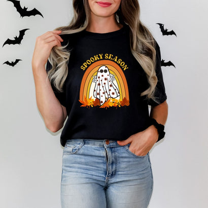 Halloween Shirt, Spooky Season Shirt, Cute Ghost Shirt, Fall Rainbow Shirt, Autumn Shirt, Halloween Women's Shirt