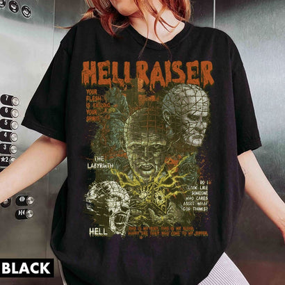 Vintage Hellraiser Pinhead Halloween Shirt, Retro Horror Movie Graphic T-Shirt, Hellraiser Shirt, Halloween Shirt, Horror Movie Killer Gift