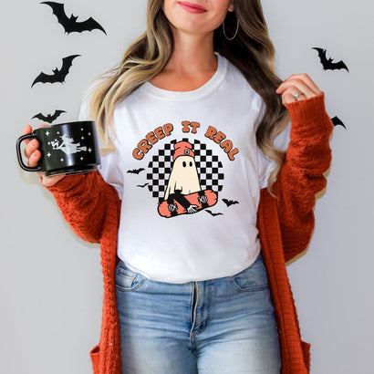 Halloween Shirt, Creep it Real Shirt, Vintage Ghost Halloween Shirt, Retro Fall Shirt, Fall Shirt,Halloween Women's Tee