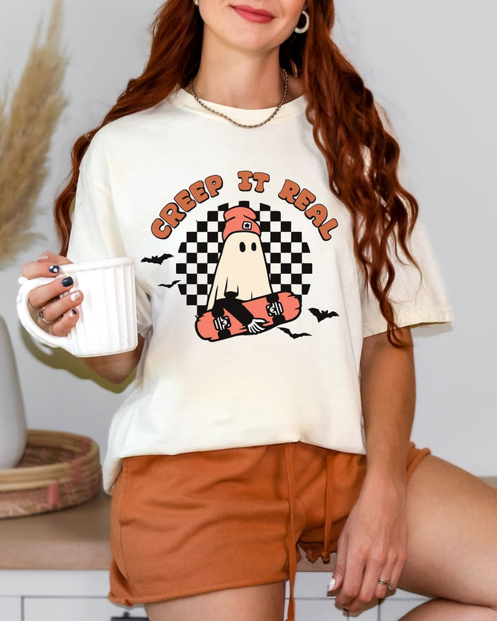 Halloween Shirt, Creep it Real Shirt, Vintage Ghost Halloween Shirt, Retro Fall Shirt, Fall Shirt,Halloween Women's Tee