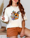 Halloween Wildflower Shirt, Halloween Pumpkin Shirt, Halloween Women's Shirt