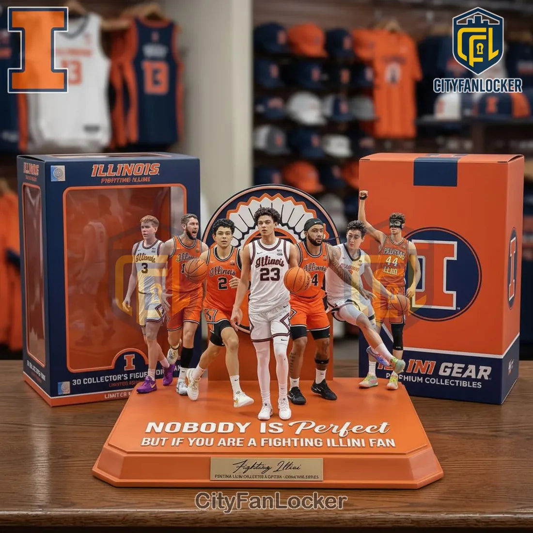 Illinois Fighting Illini Basketball Limited Edition 3D Collector’s Figurine Set