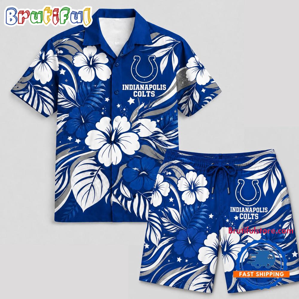 Indianapolis Colts NFL Floral Summer Hawaiian Set