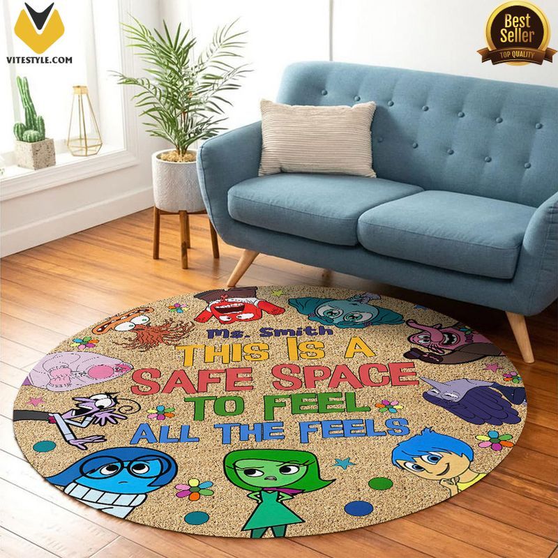 Inside Out This Is A Safe Space To Feel All The Feels Autism Awareness Round Rug