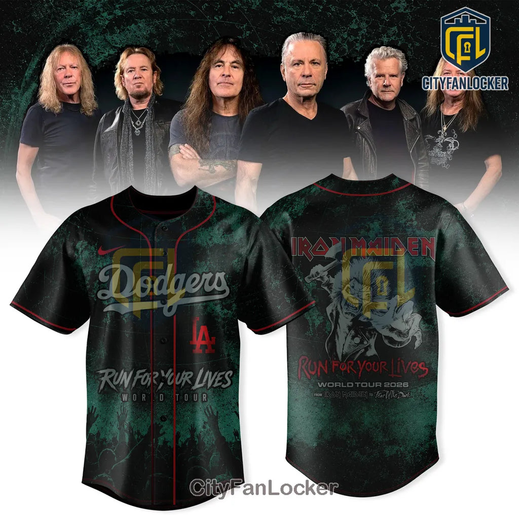Iron Maiden x Los Angeles Dodgers 2026 Tour Baseball Jersey