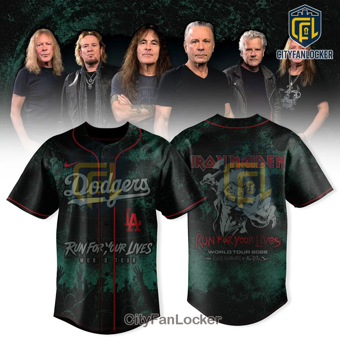 Iron Maiden x Los Angeles Dodgers 2026 Tour Baseball Jersey