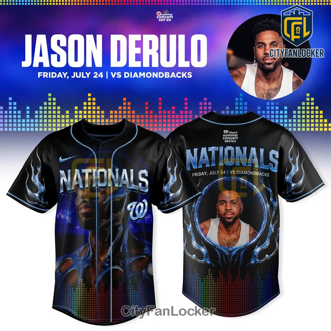 Jason Derulo Washington Nationals Concert Black Baseball Jersey