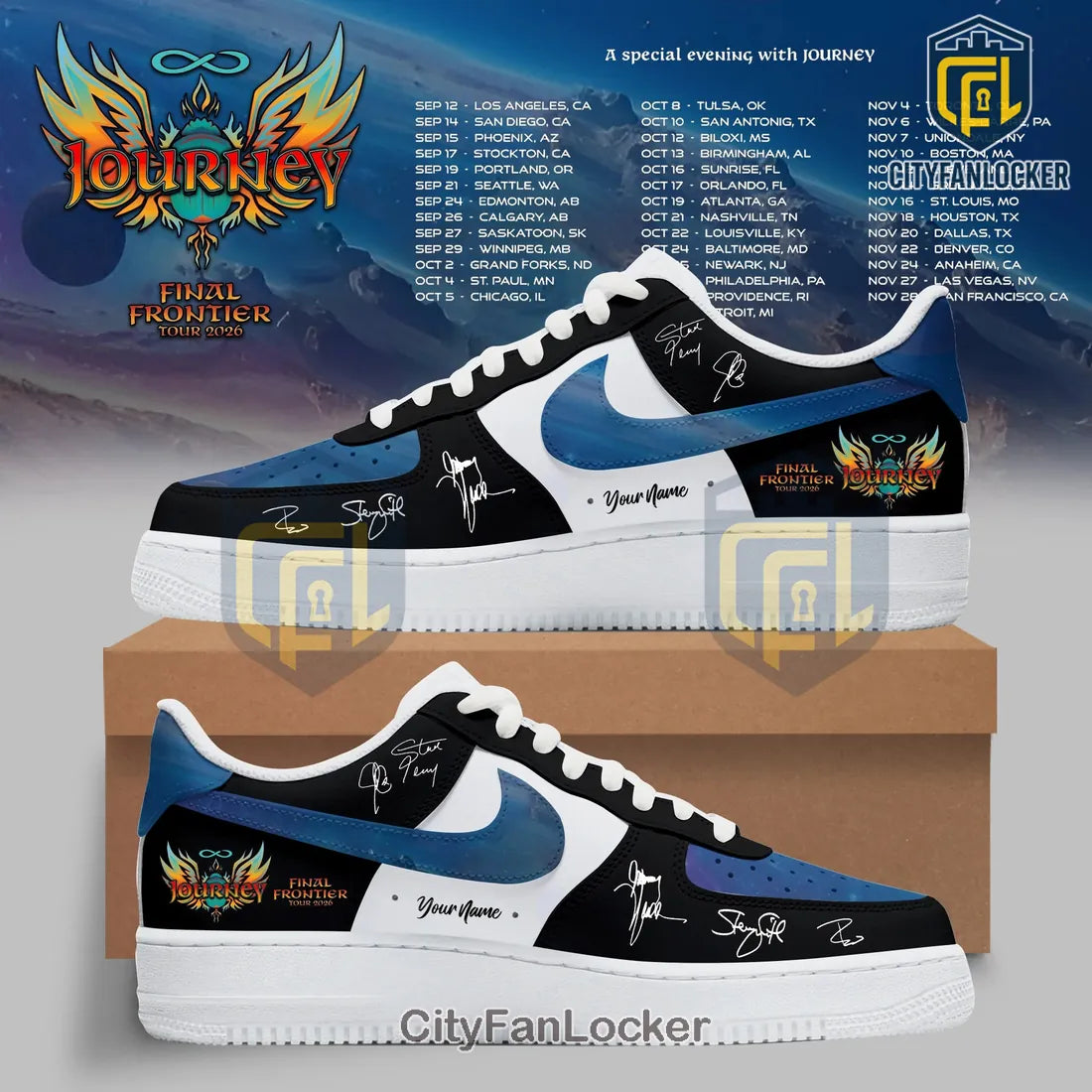 Journey x Final Frontier Tour 2026 Custom Air Force 1 Sneakers