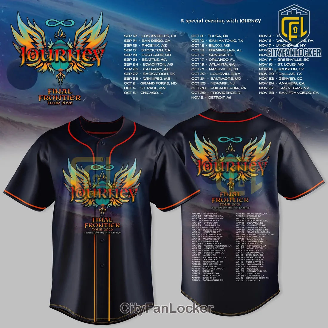 Journey x Final Frontier Tour 2026 Limited Edition Baseball Jersey