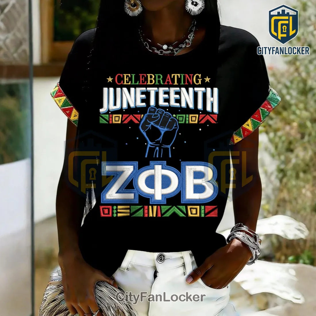 Juneteenth Zeta Phi Beta Black Pride Raised Fist Heritage Graphic T-Shirt