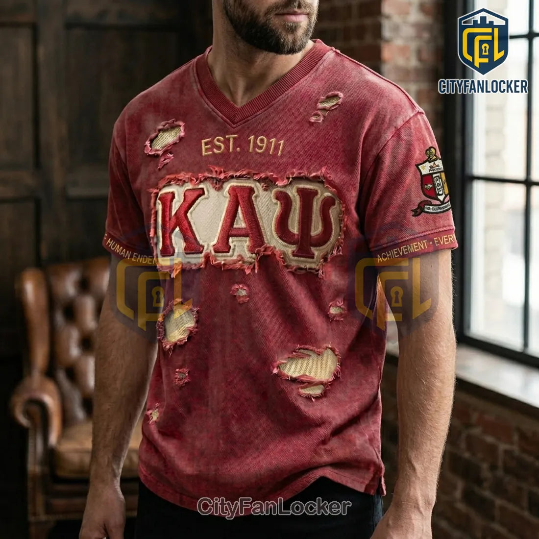 Kappa Alpha Psi 1911 Crimson Patch Crew Neck T-Shirt