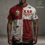 Kappa Alpha Psi Distressed Red & Gray Patchwork T-Shirt