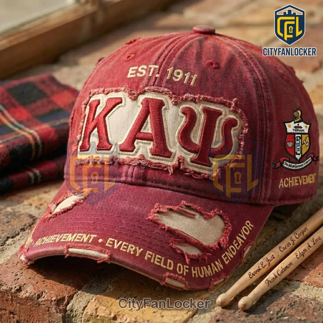 Kappa Alpha Psi Fraternity 1911 Maroon Distressed Baseball Cap