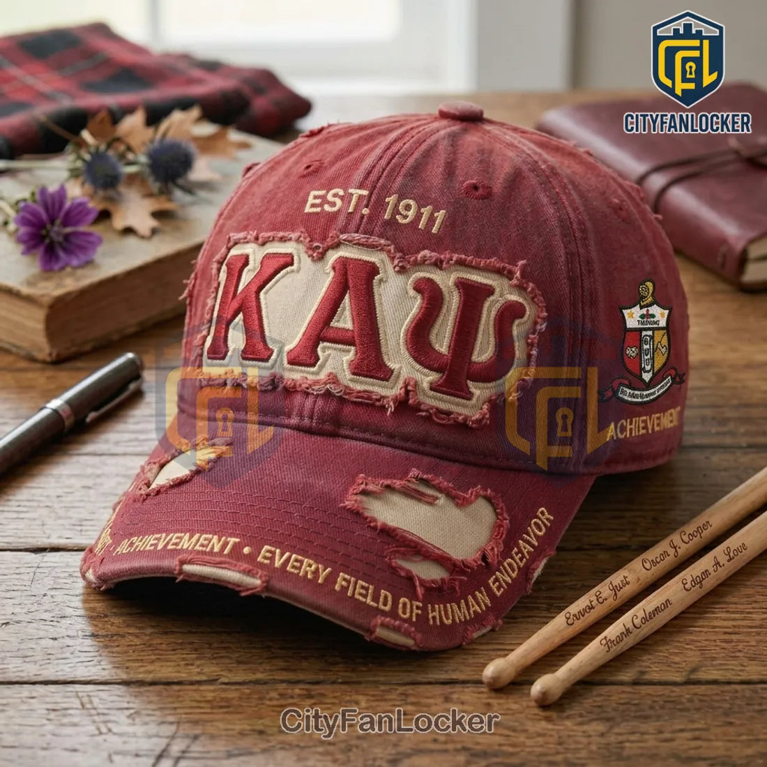 Kappa Alpha Psi Fraternity 1911 Maroon Distressed Baseball Cap