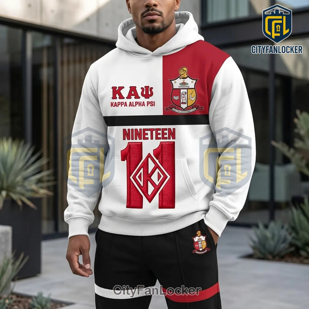 Kappa Alpha Psi Fraternity Crimson White Embroidered Logo Hooded Jogger Set