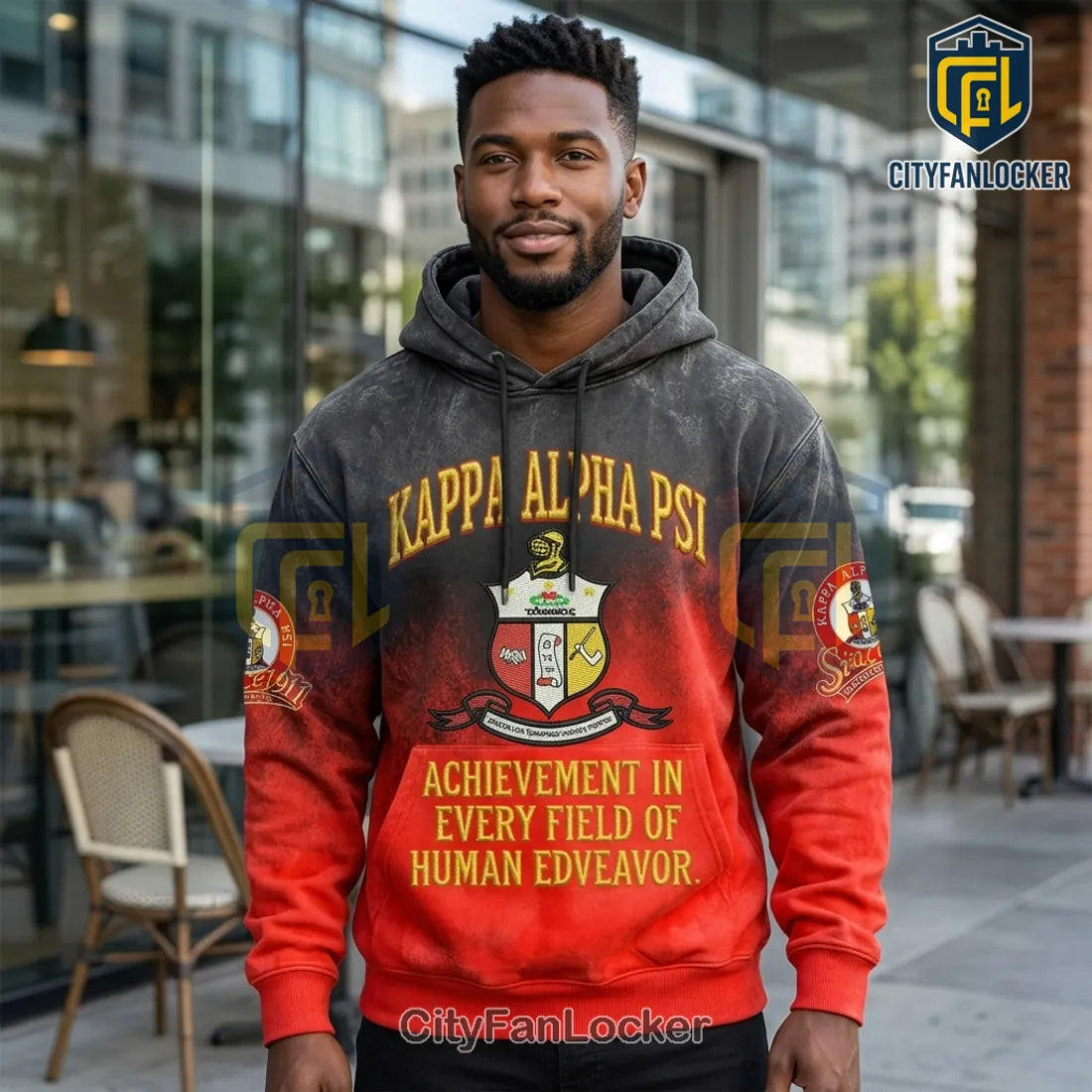 Kappa Alpha Psi Fraternity Red and Black Gradient Pullover Hoodie