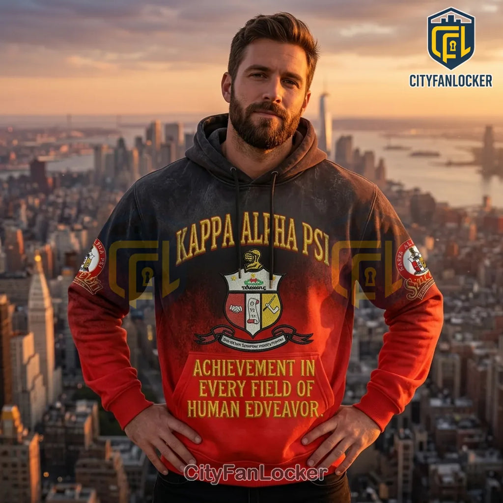 Kappa Alpha Psi Fraternity Red and Black Gradient Pullover Hoodie