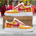 Kappa Alpha Psi Fraternity Red and Gold Custom Air Force 1 Low Top Sneakers