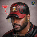 Kappa Alpha Psi Personalized 3D Emblem Red Black Leather Baseball Cap