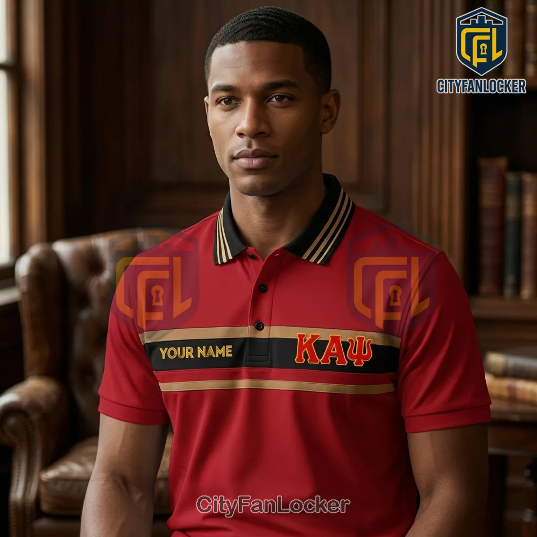 Kappa Alpha Psi Red and Gold Personalized Polo Shirt