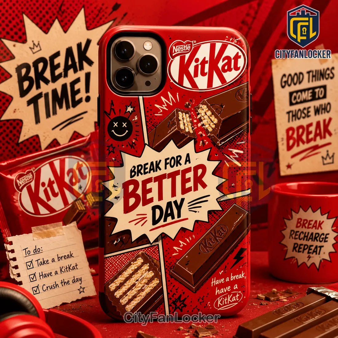 KitKat Break Time Red Slim Phone Case