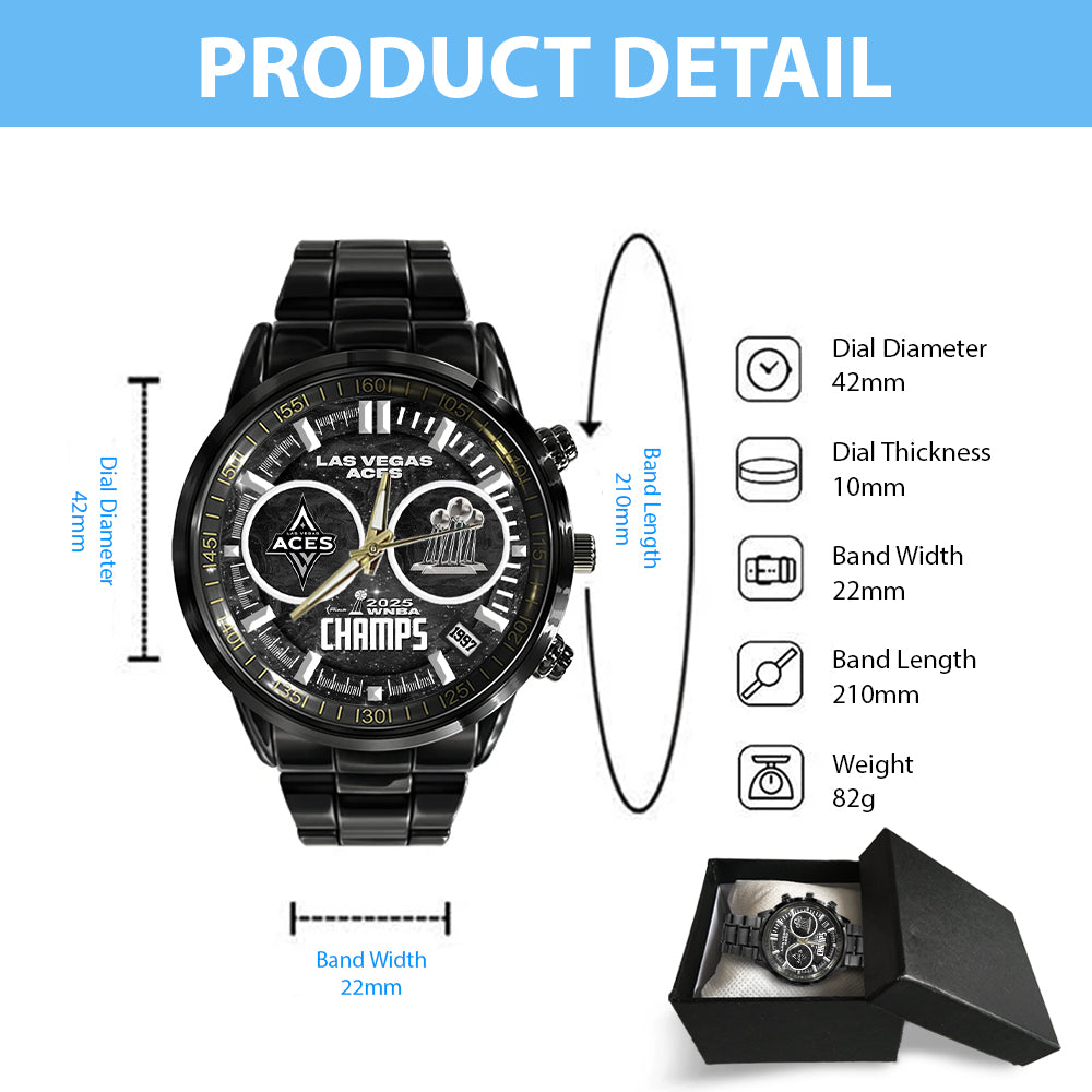 Las Vegas Aces Black Stainless Steel Watch - GNENEW682