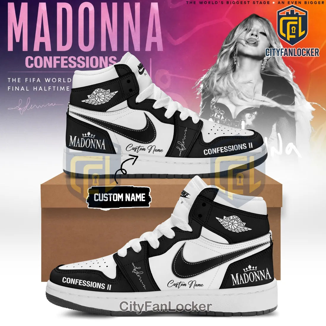Madonna x Confessions II Custom Air Jordan 1 High Top Sneakers