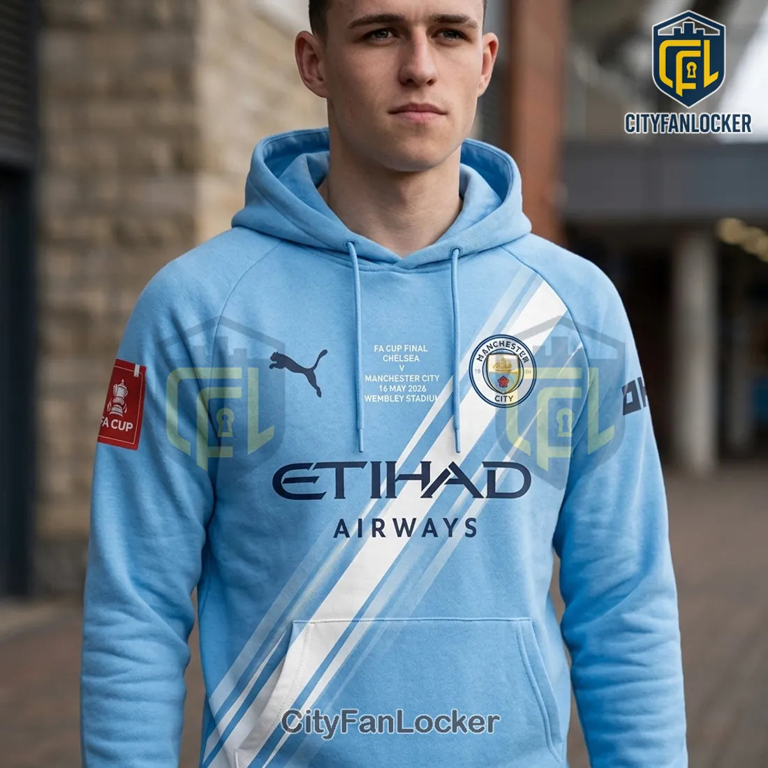 Manchester City Haaland 2026 FA Cup Final Sky Blue Hoodie