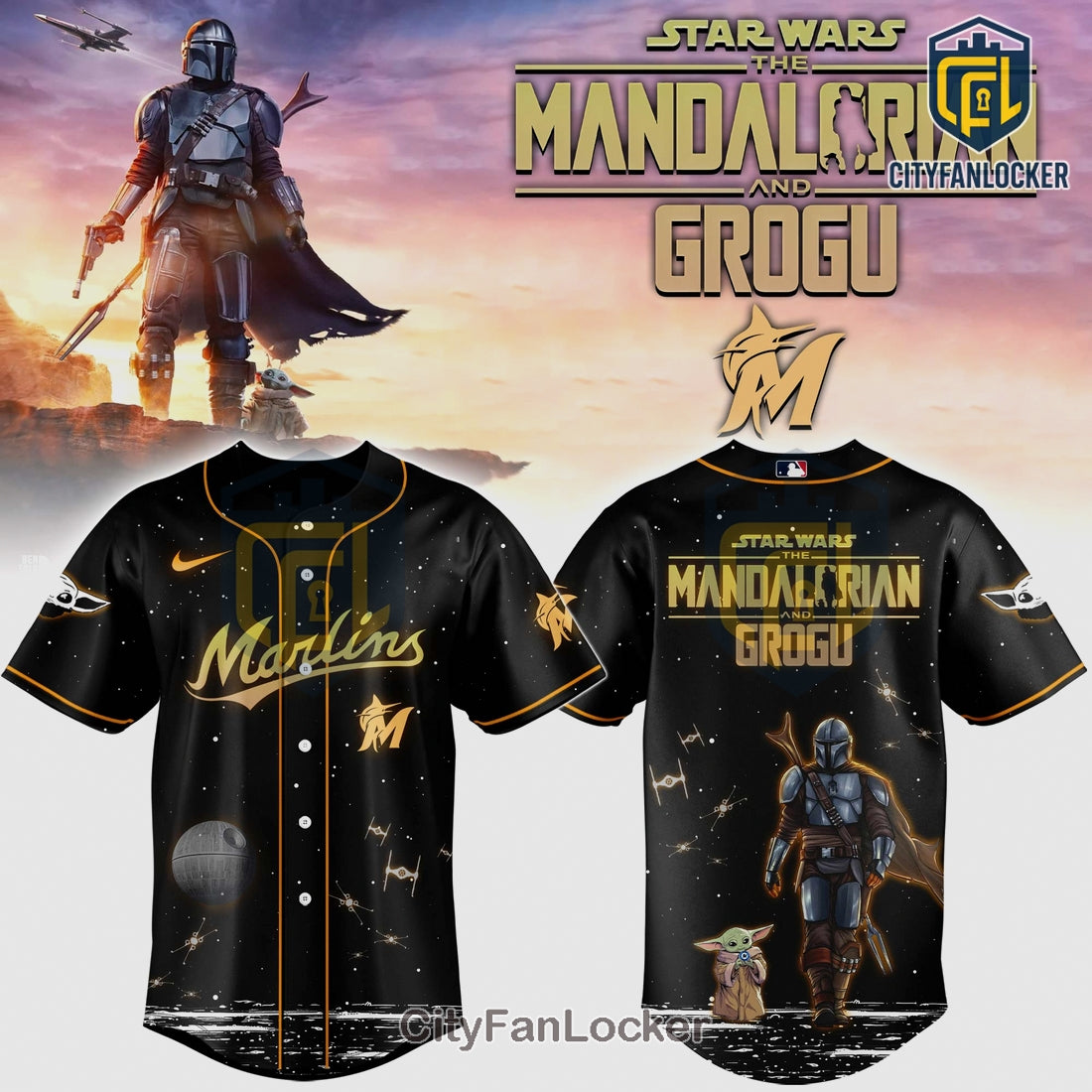 Mandalorian Grogu MLB Miami Marlins Special Edition Baseball Jersey