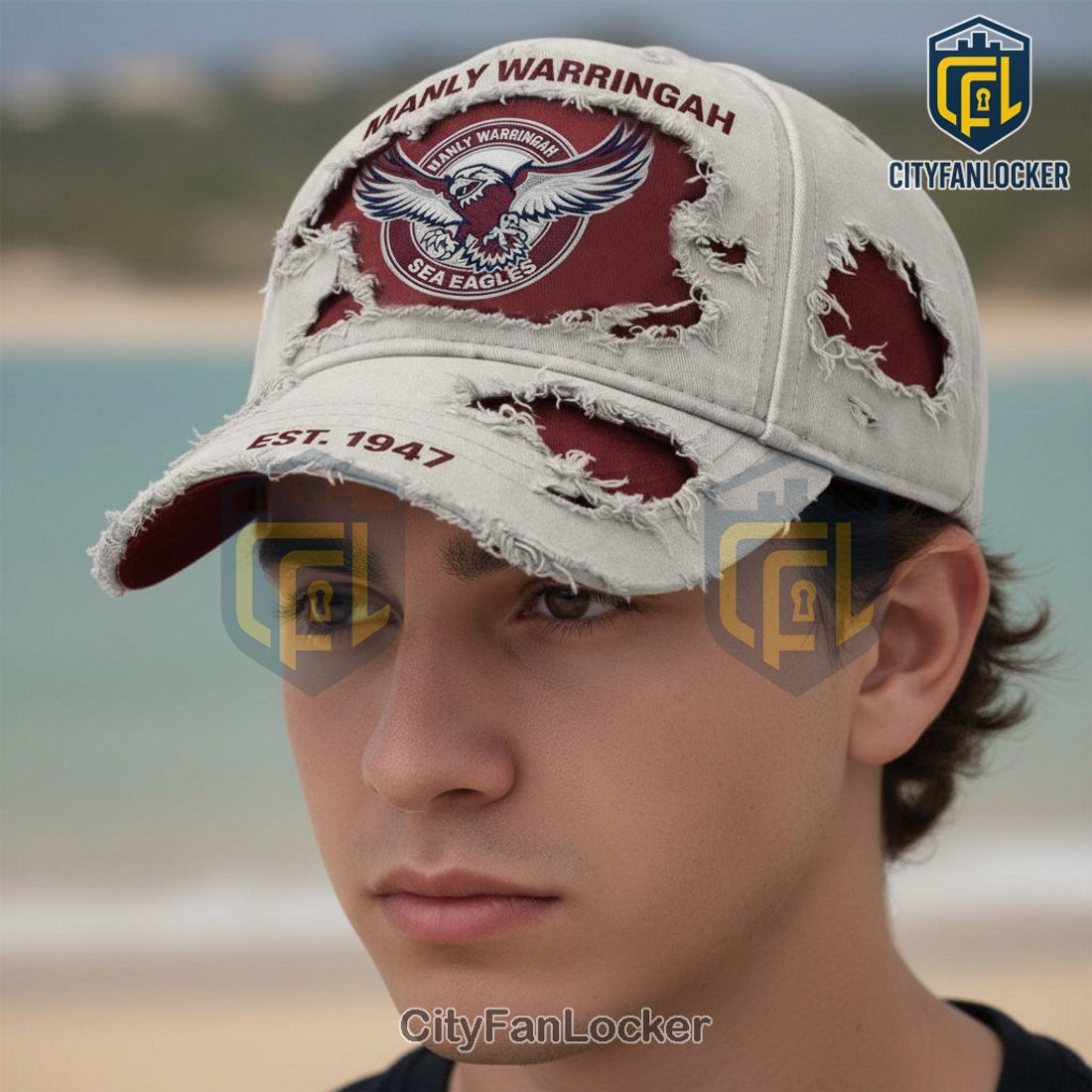 Manly Warringah Sea Eagles Vintage Distressed Look Baseball Cap