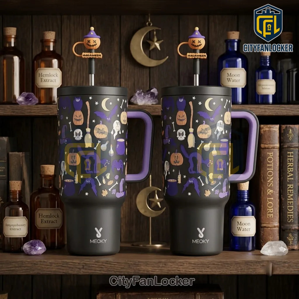 Meoky Halloween Pattern 40oz Stanley Tumbler
