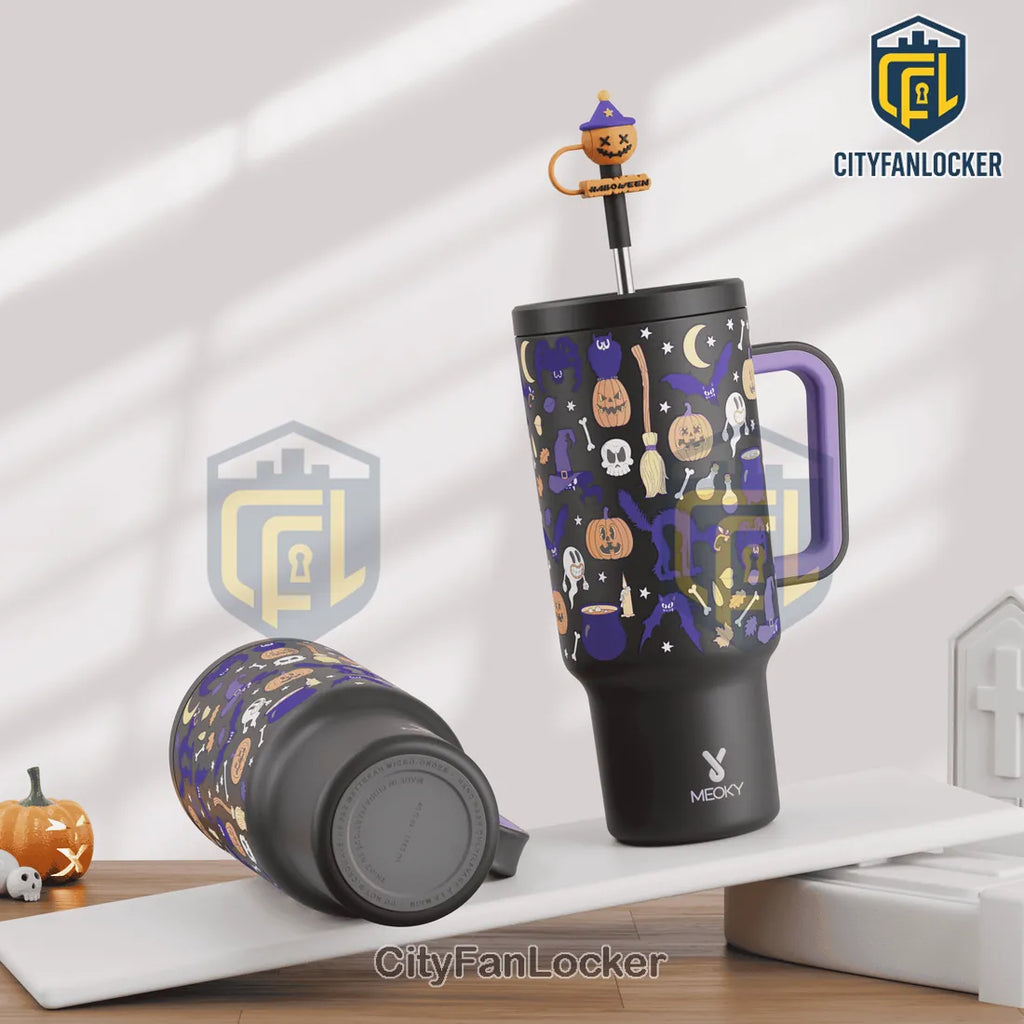 Meoky Halloween Pattern 40oz Stanley Tumbler