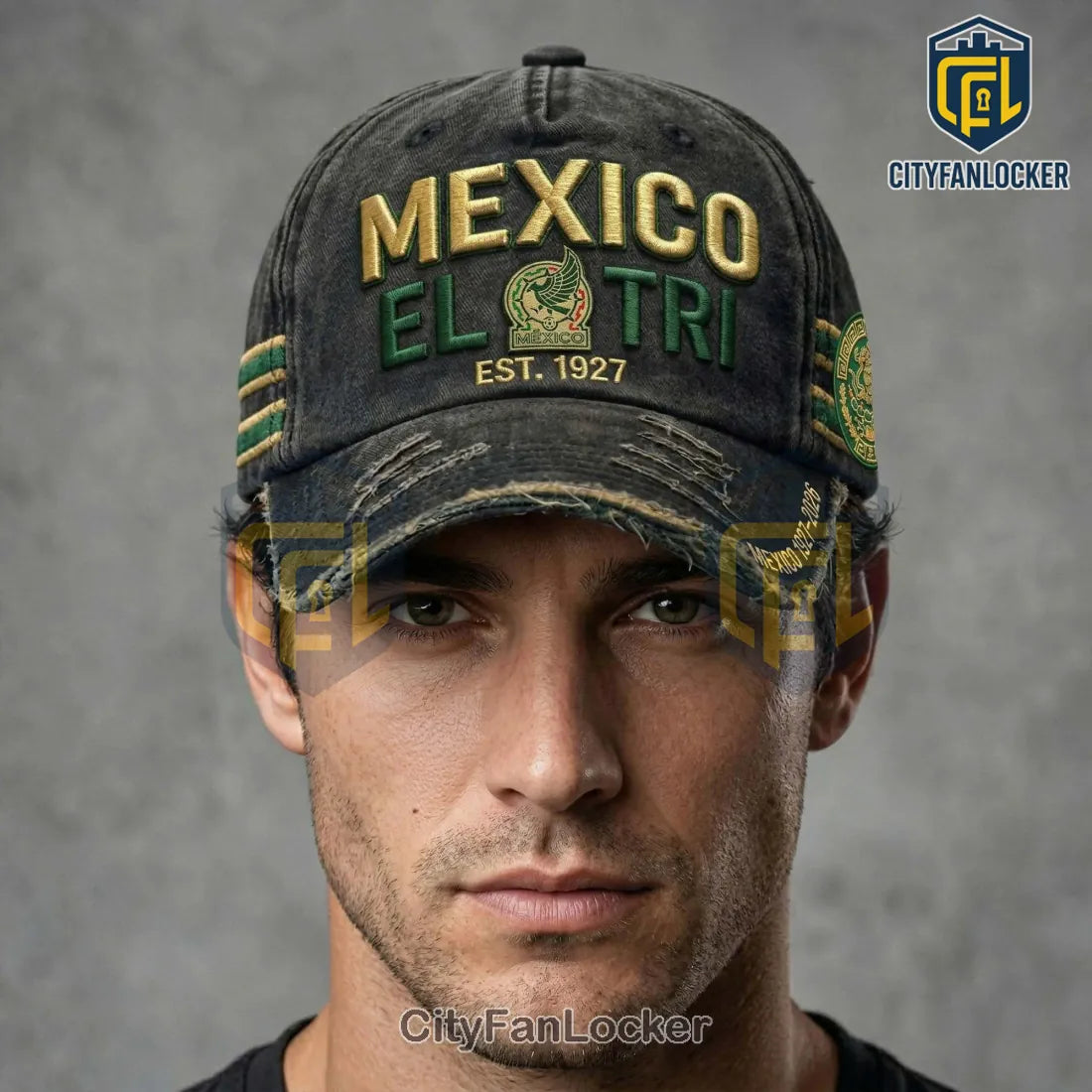 Mexico El Tri 1927-2026 Centenary Vintage Embroidered Distressed Baseball Cap
