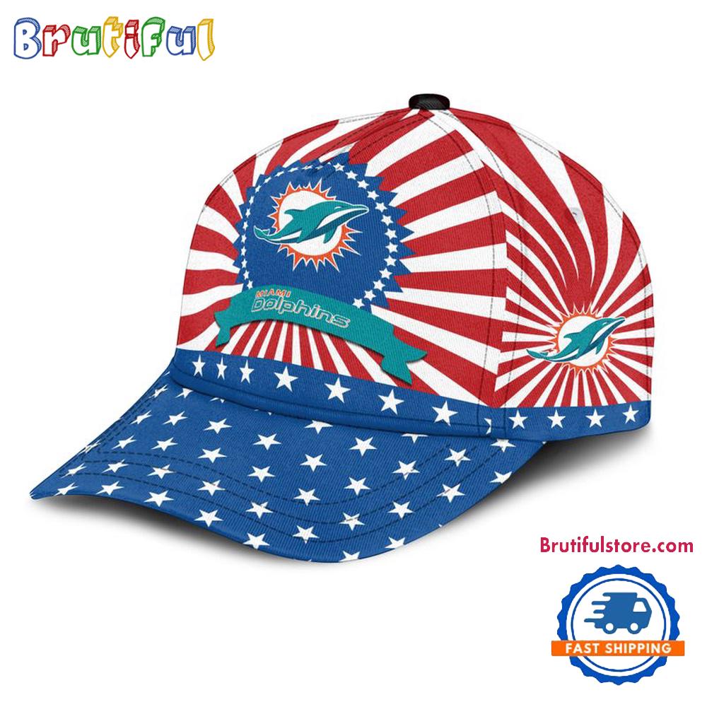 Miami Dolphins American Flag Pattern Independence Day Baseball Cap