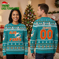 Miami Dolphins Custom Name And Number Ugly Christmas Sweater