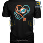 Miami Dolphins Heartbeat ECG T-Shirt