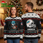 Miami Dolphins Jack Skellington Ugly Christmas Sweater With Custom Name