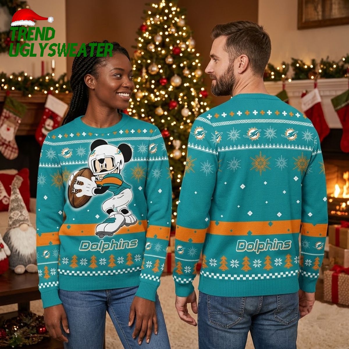 Miami Dolphins Mickey Mouse Christmas Sweater