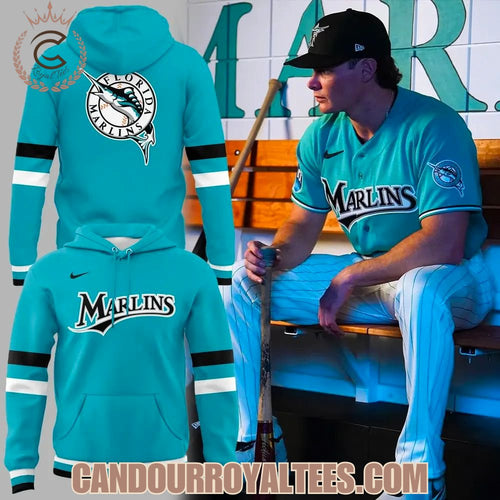 Miami Marlins Teal Throwback Uniform Hoodie